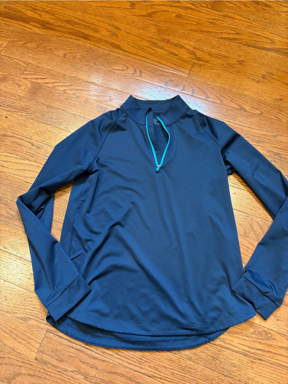 Under Armour Long-Sleeve Performance Top in Navy with Teal Zip